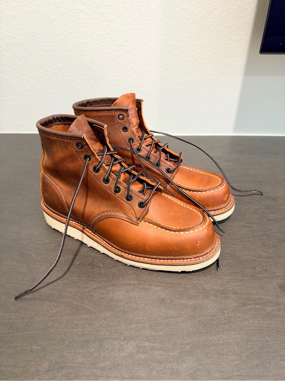 Red Wing Shoes Brown Leather Moc-Toe Lace-Up 1907 Boots